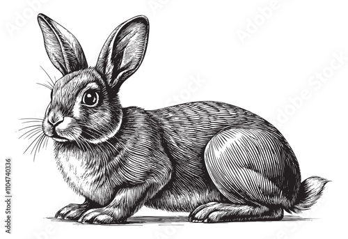 rabbit sketch hand dawn drawing vector illustration