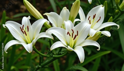  Beautiful white lilies in bloom