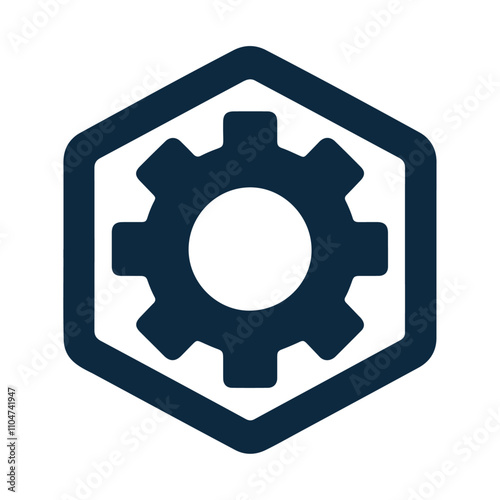 Gear cog in hexagon vector icon design