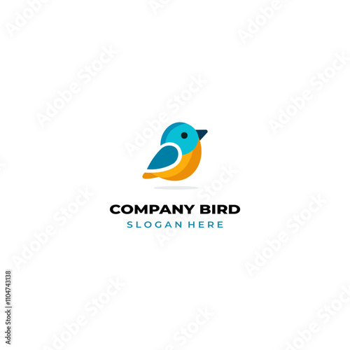 simple colored little bird logo for brand