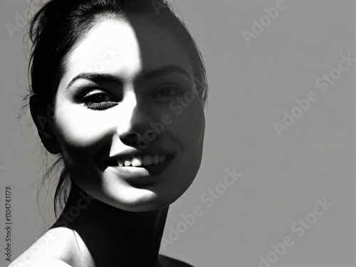 A monochrome, blurred portrait emphasizing light and texture. photo