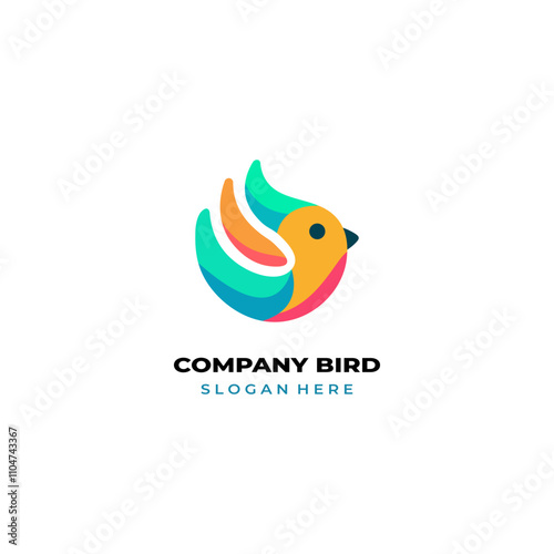 simple colored little bird logo for brand