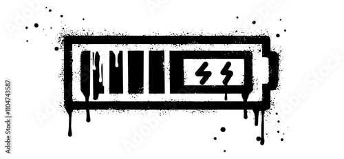 Doodle element battery bar icon. Spray painted graffiti battery bar symbol in black over white. isolated on white background. vector illustration