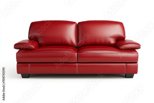 A modern red couch viewed from above, featuring sharp details and a stylish design, set against a plain white background for a clean presentation