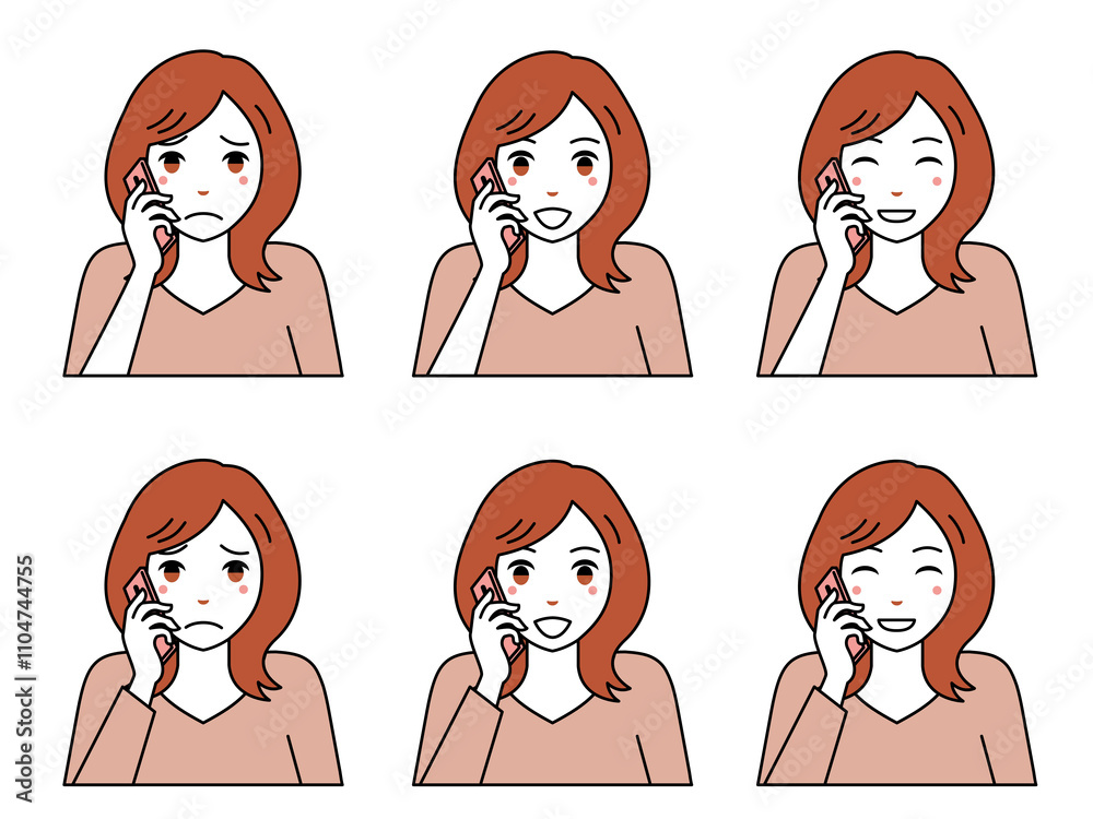 スマホで電話するミディアムヘアの女性2