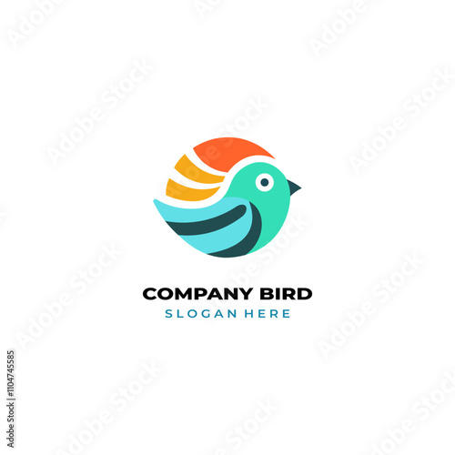 simple colored little bird logo for brand
