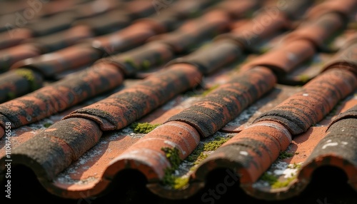 Obraz na płótnie Weathered charm of old rooftops w salonie