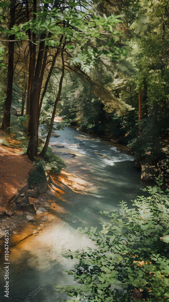 Fototapeta premium Stream in a Forested Area