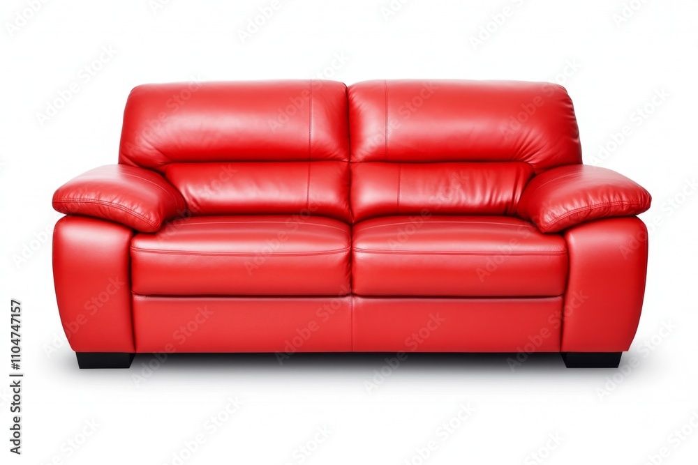 A stylish top view of a vibrant red couch, featuring clean lines and a contemporary look, displayed against a crisp white background A stylish top view of a vibrant red couch, featuring clean lines and a contemporary look, displayed against a crisp white background