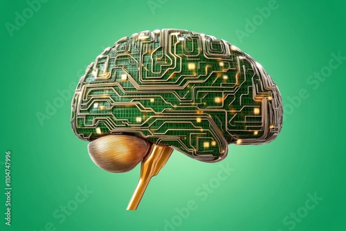 A visualization of bytes forming a digital brain, symbolizing AI and machine learning photo