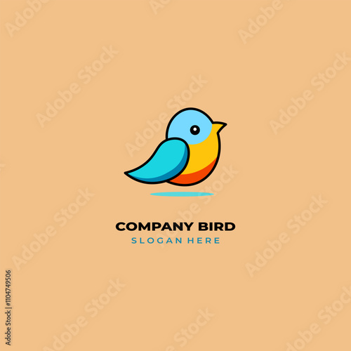 simple colored little bird logo for brand