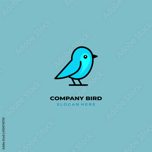 simple colored little bird logo for brand