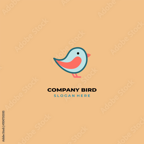 simple colored little bird logo for brand