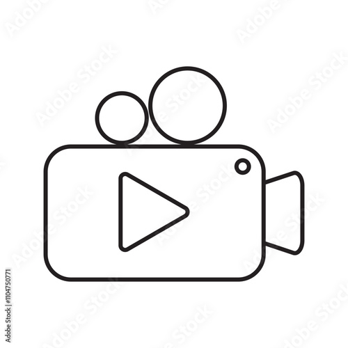 video player camera, icon, vector, black line white background