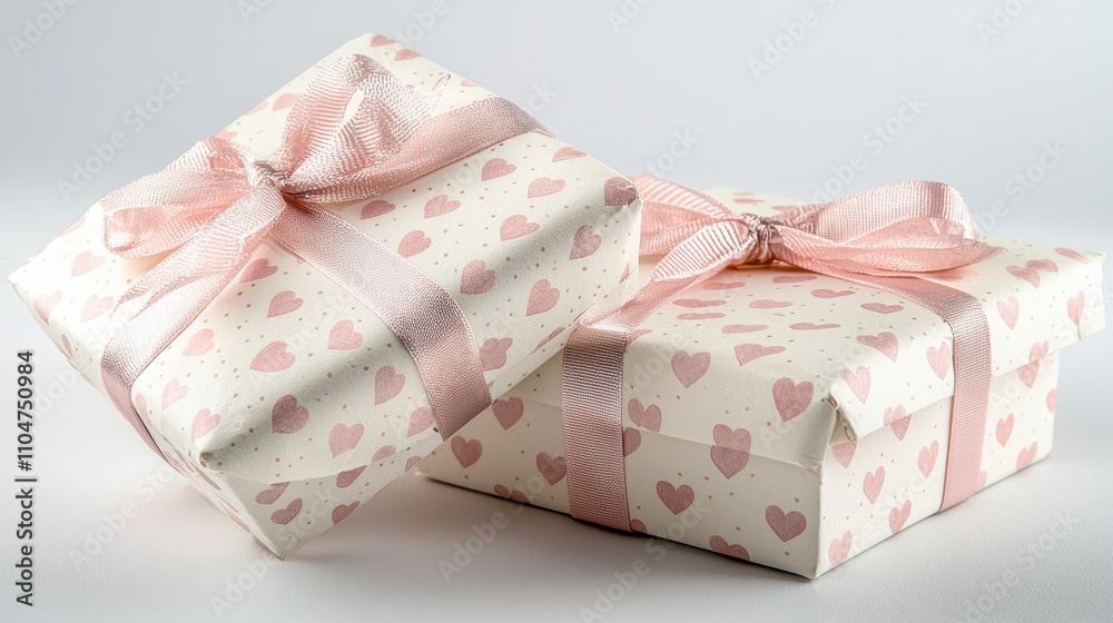 Decorative heart-themed gift presentation in a warm indoor setting for celebrations Decorative heart-themed gift presentation in a warm indoor setting for celebrations