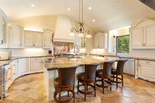 Elegant modern kitchen design with spacious island and natural light