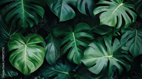 Lush Green Tropical Leaves Background for Natural Aesthetic Design