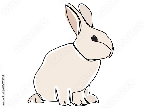 Rabbit in continuous line style and can be edited later