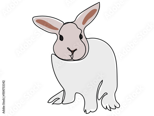 Rabbit in continuous line style and can be edited later