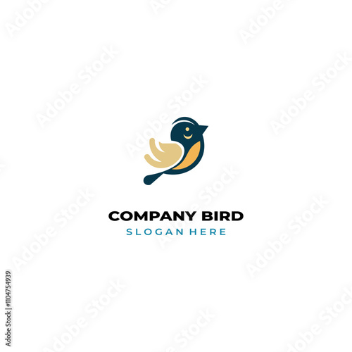 simple colored little bird logo for brand