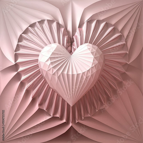 Elegant 3D geometric heart flower pattern wallpaper
