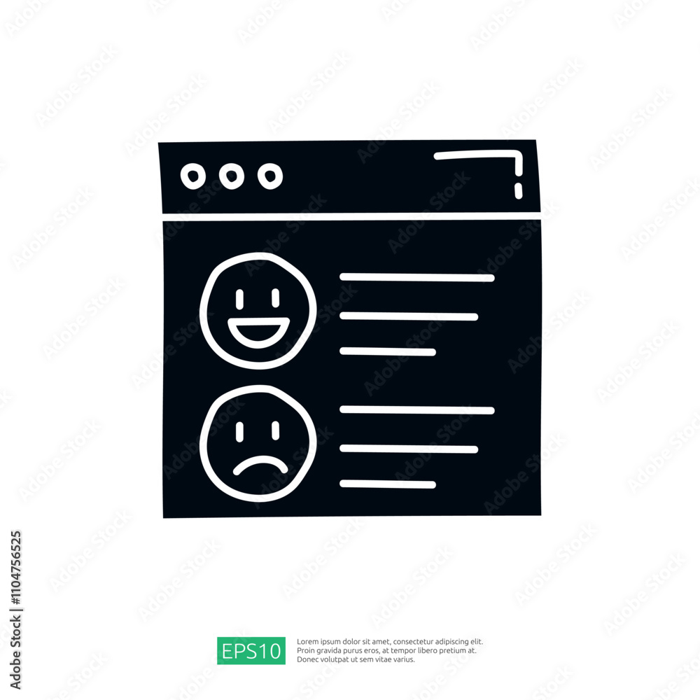 The image depicts a simplified web interface featuring two emoticons, one happy and one sad, suggesting feedback or review functionality. The image depicts a simplified web interface featuring two emoticons, one happy and one sad, suggesting feedback or review functionality.