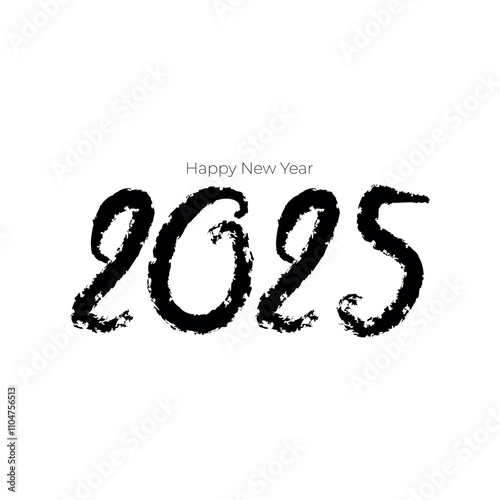 black grunge 2025 happy new year element vector design