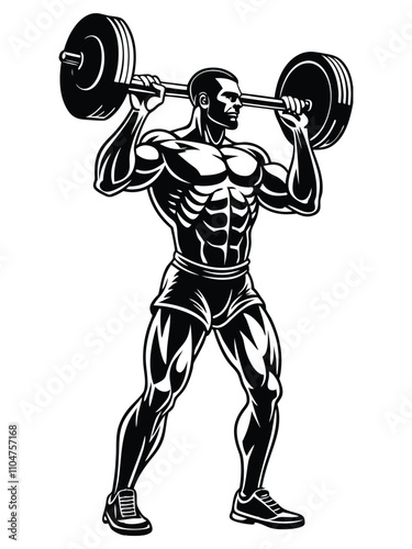 Silhouette set of weightlifter