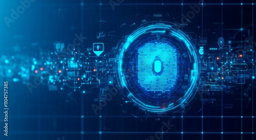 Futuristic Holographic Interface Biometric Authentication Technology Illustration