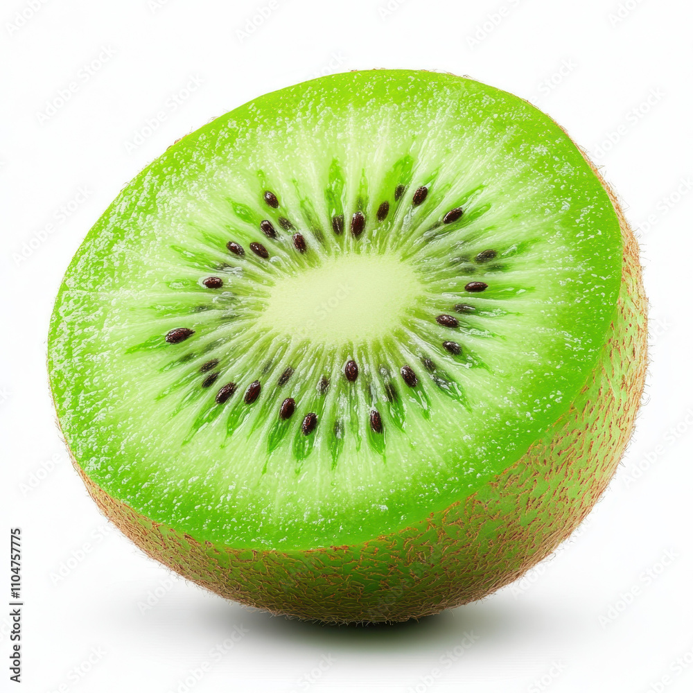 Fresh kiwi fruit, vibrant green interior, and fuzzy brown exterior, showcasing its unique texture and seeds, perfect for healthy snacks or smoothies Fresh kiwi fruit, vibrant green interior, and fuzzy brown exterior, showcasing its unique texture and seeds, perfect for healthy snacks or smoothies
