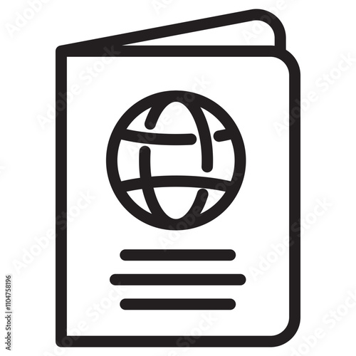 Single passport icon with outline style