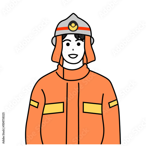 ヘルメットをかぶった消防士のイラスト