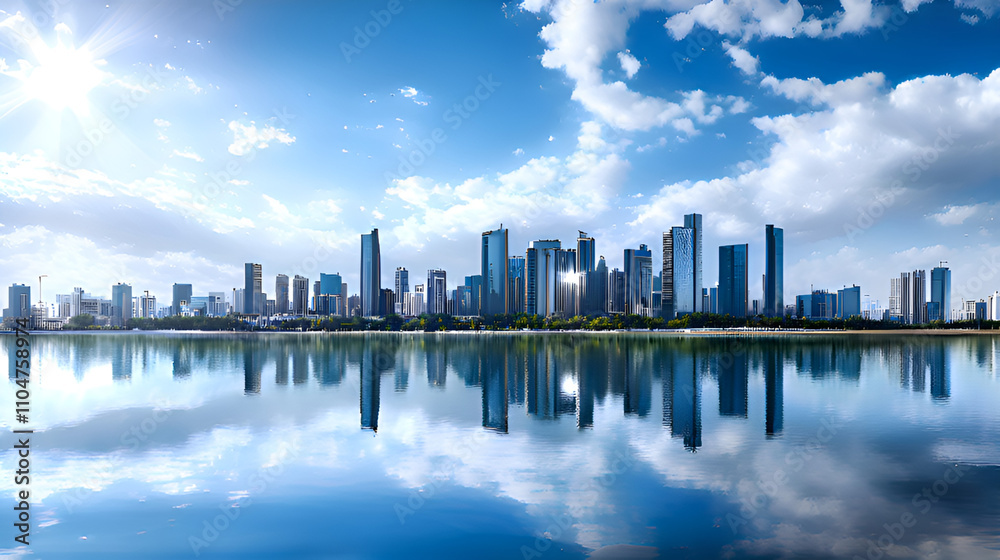 Fototapeta premium city skyline at sunset