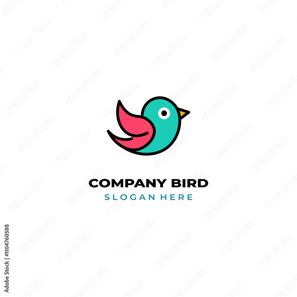 Fototapeta premium simple colored little bird logo for brand