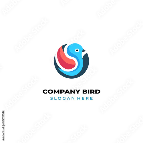 simple colored little bird logo for brand