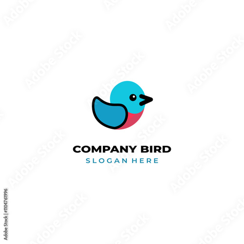 simple colored little bird logo for brand