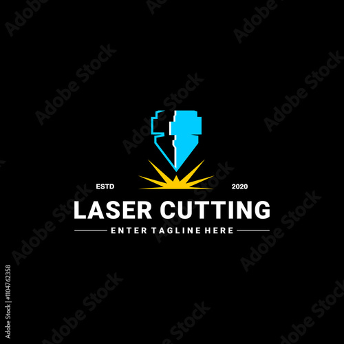 Laser Cutting logo design, laser cutting vector, vintage laser cutting
