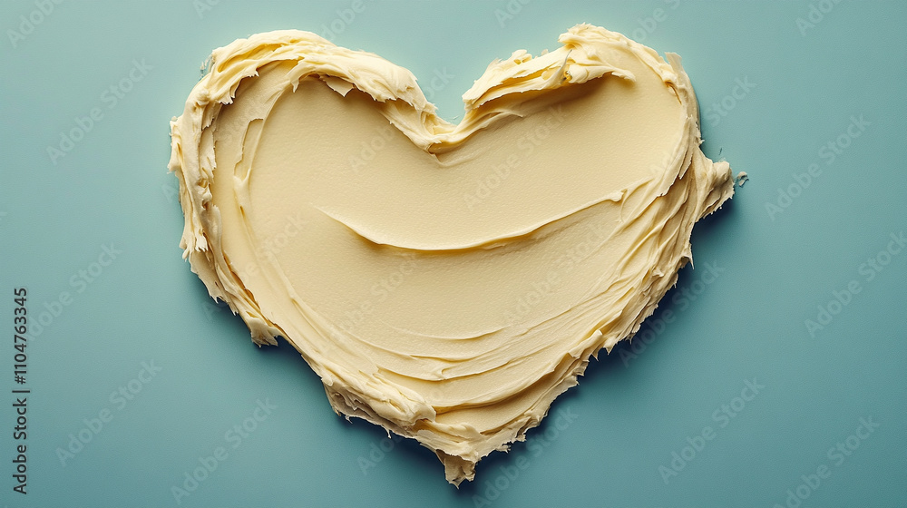 heart-shaped cream smear on a smooth white surface symbolizing love self-care and minimalism with soft textures conveying simplicity tenderness and the essence of beauty rituals heart-shaped cream smear on a smooth white surface symbolizing love self-care and minimalism with soft textures conveying simplicity tenderness and the essence of beauty rituals