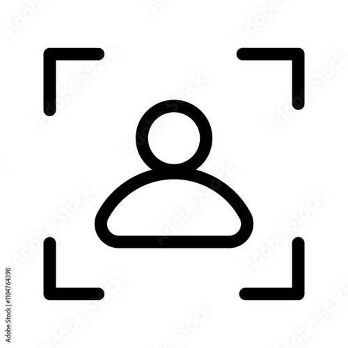 avatar scanner icon, vector, black line white background