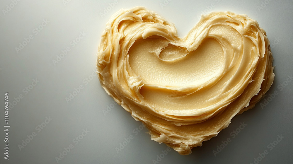heart-shaped cream smear on a smooth white surface symbolizing love self-care and minimalism with soft textures conveying simplicity tenderness and the essence of beauty rituals heart-shaped cream smear on a smooth white surface symbolizing love self-care and minimalism with soft textures conveying simplicity tenderness and the essence of beauty rituals