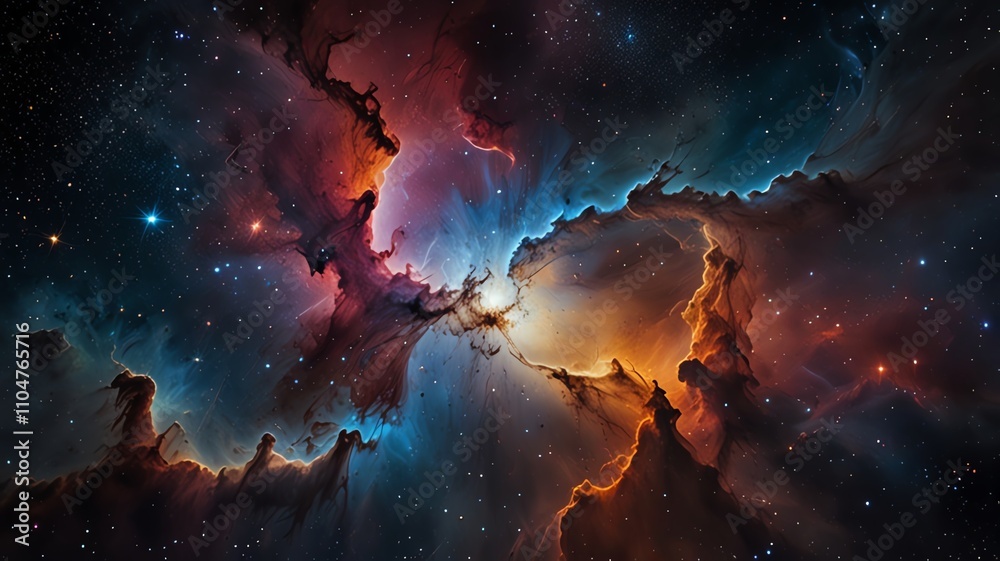 Obraz premium Here are a few options for your stock photo description, all under 200 characters:**Option 1 (Focus on visuals):**> Vibrant nebula in deep space