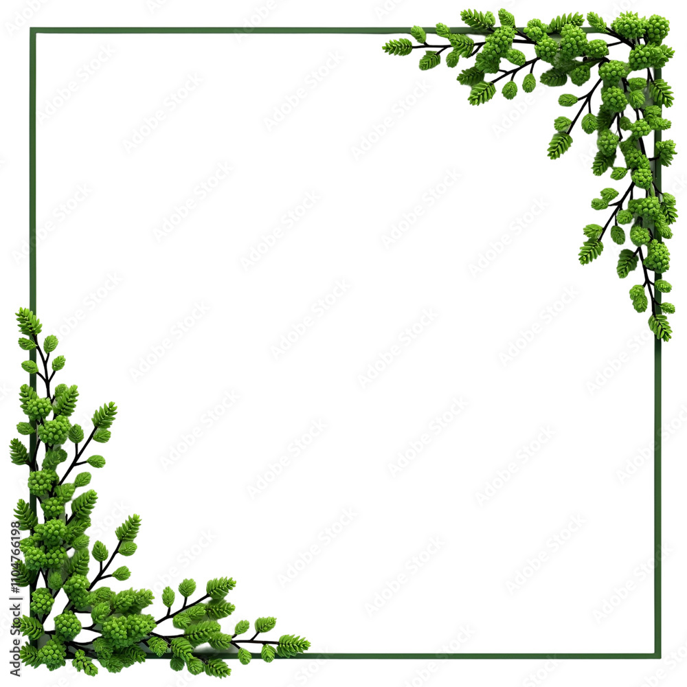 Green tree border, green leaves border frame transparent background Green tree border, green leaves border frame transparent background