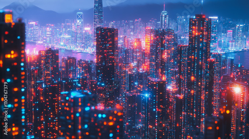 Smart digital city with connection cyber security network reciprocity over the twilight cityscape.future wireless digital city and social media networking systems that connects people within the city
