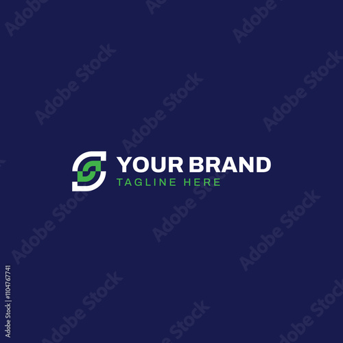 letter s logo with leaf combination in modern and simple style