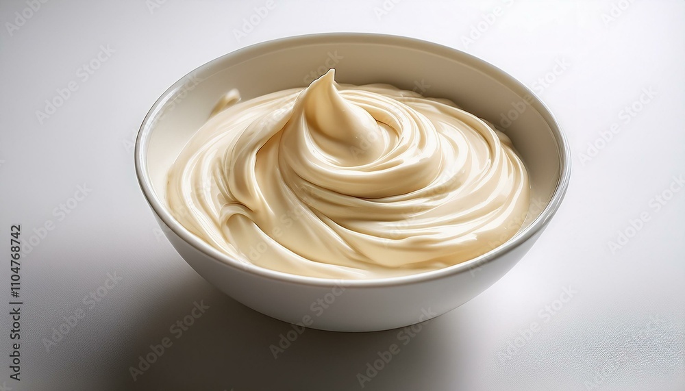 Creamy swirls of delicious frosting in a white bowl. Creamy swirls of delicious frosting in a white bowl.