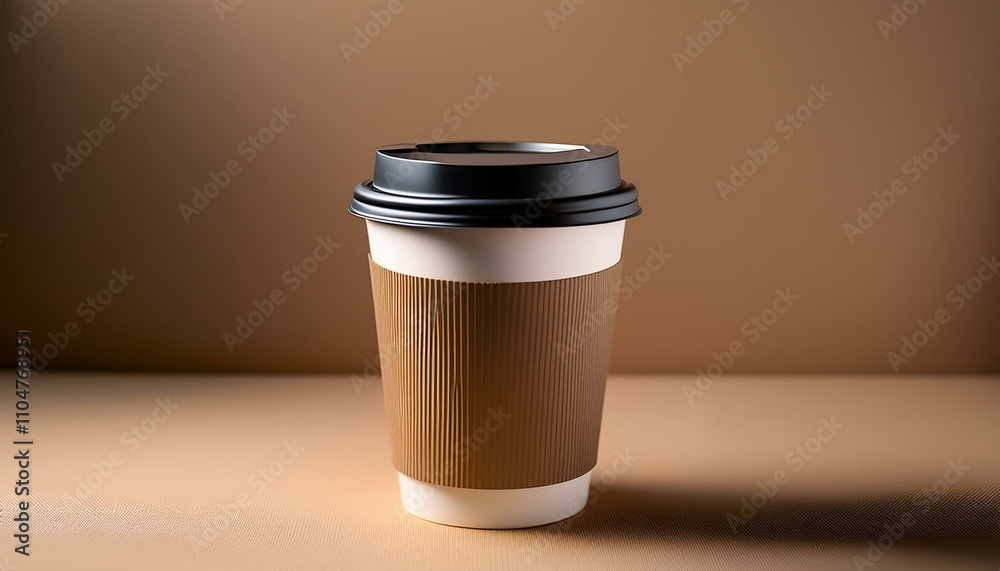 A takeaway coffee cup sits on a neutral background. A takeaway coffee cup sits on a neutral background.