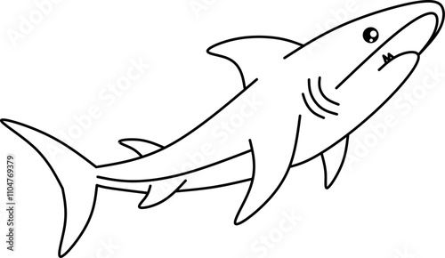 Shark line art for children coloring book