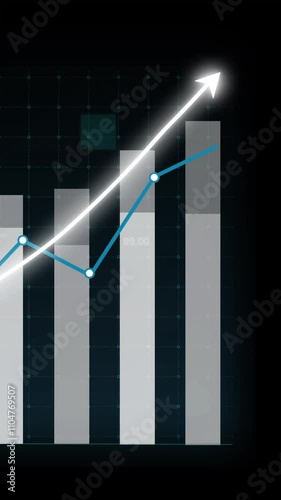 Business growth concept in allusive graph chart showing marketing sales profit increasing to future target . Excellent financial status of corporate business rise up . Finance and money 3D rendering .