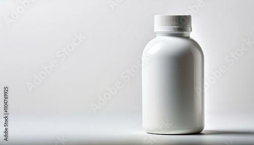 Blank white plastic bottle on a white background.