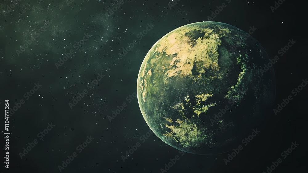 Fototapeta premium Temporal landscape of an extraterrestrial planet in the galaxy. Temporal. Illustration